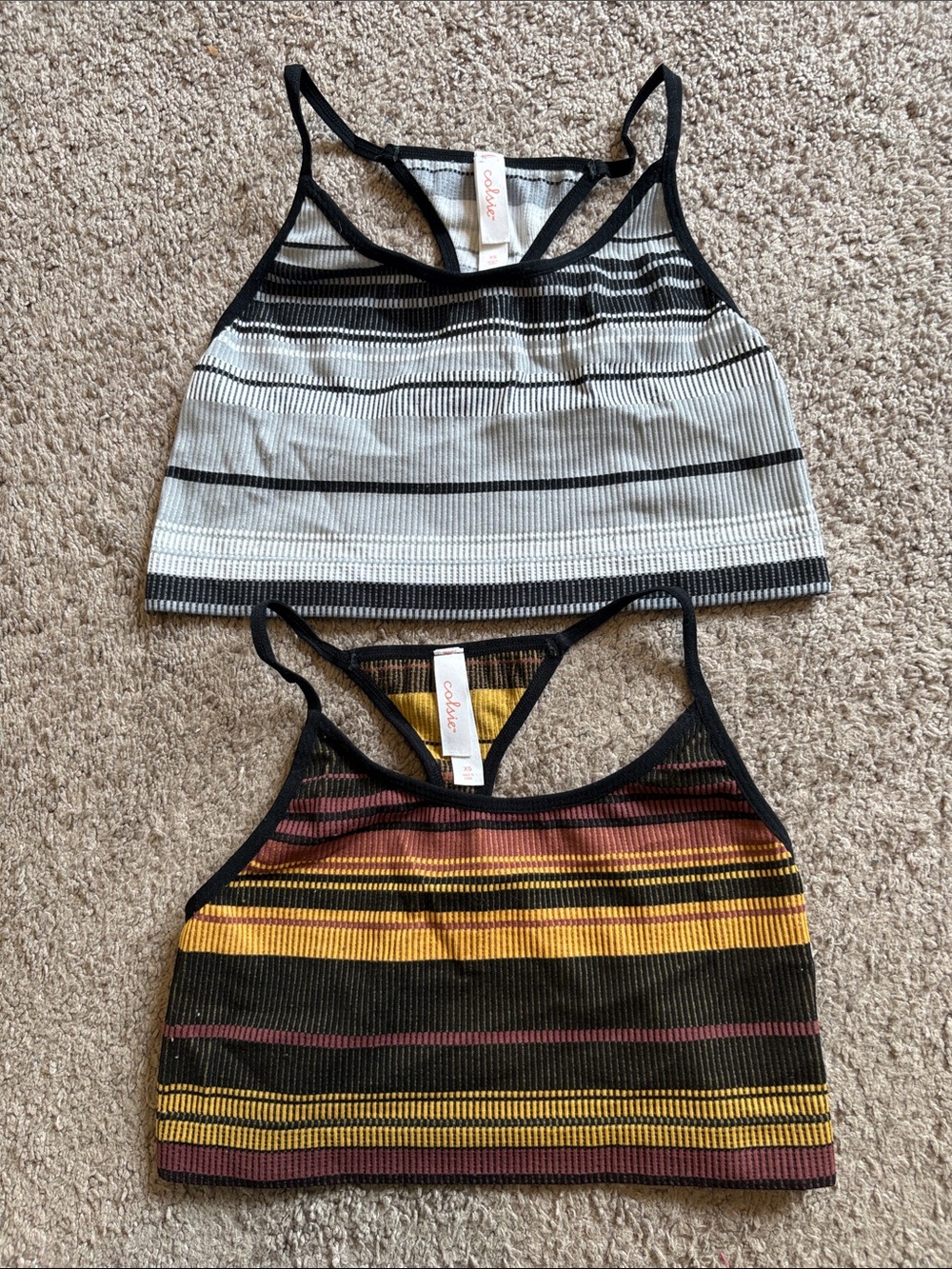 Colsie ribbed longline crop top bralette bundle